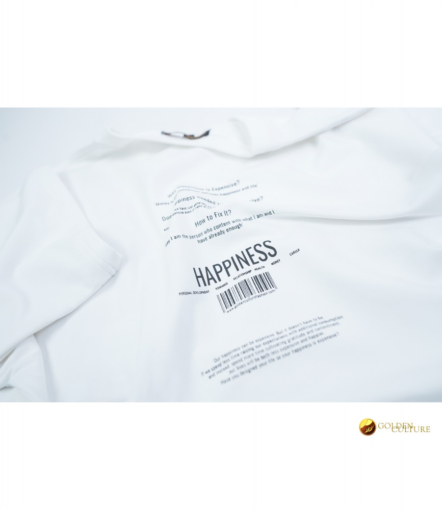 HAPPINESS IS EXPENSIVE Pockets Oversized T-Shirt (White)